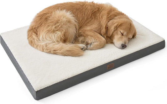 Bedsure XL Dog Bed, Extra Large Pet Bed with Comfy Sherpa, 44X32In Grey | Orthopedic Egg Crate Foam, Comfort, Support Pet Mat, Non-Slip Bottom, Removable Cover For Extra Pet up to 80 Lbs