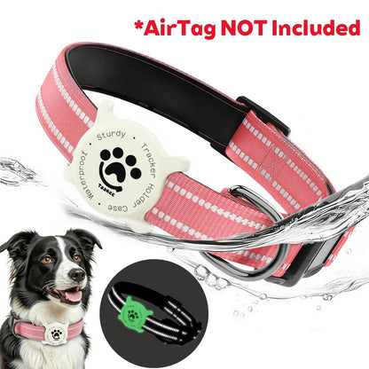 Taakcc Reflective Dog Collar with Luminous Airtag Holder, Waterproof Soft Padded & Safety Buckle