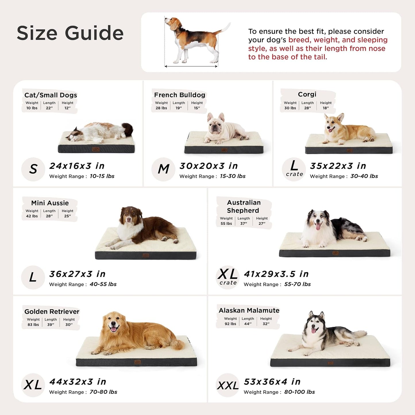 Bedsure XL Dog Bed, Extra Large Pet Bed with Comfy Sherpa, 44X32In Grey | Orthopedic Egg Crate Foam, Comfort, Support Pet Mat, Non-Slip Bottom, Removable Cover For Extra Pet up to 80 Lbs