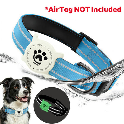 Taakcc Reflective Dog Collar with Luminous Airtag Holder, Waterproof Soft Padded & Safety Buckle