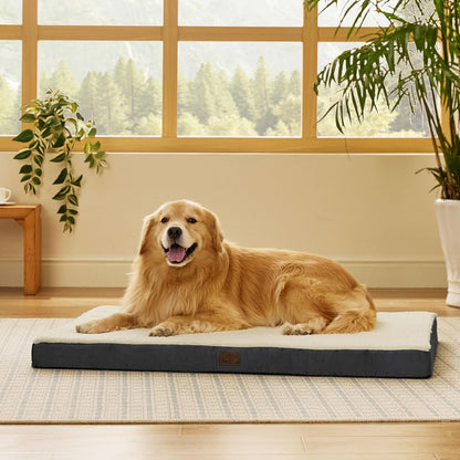 Bedsure XL Dog Bed, Extra Large Pet Bed with Comfy Sherpa, 44X32In Grey | Orthopedic Egg Crate Foam, Comfort, Support Pet Mat, Non-Slip Bottom, Removable Cover For Extra Pet up to 80 Lbs
