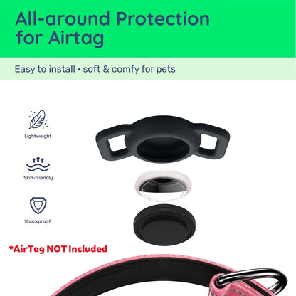 Taakcc Reflective Dog Collar with Luminous Airtag Holder, Waterproof Soft Padded & Safety Buckle