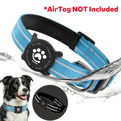 Taakcc Reflective Dog Collar with Luminous Airtag Holder, Waterproof Soft Padded & Safety Buckle